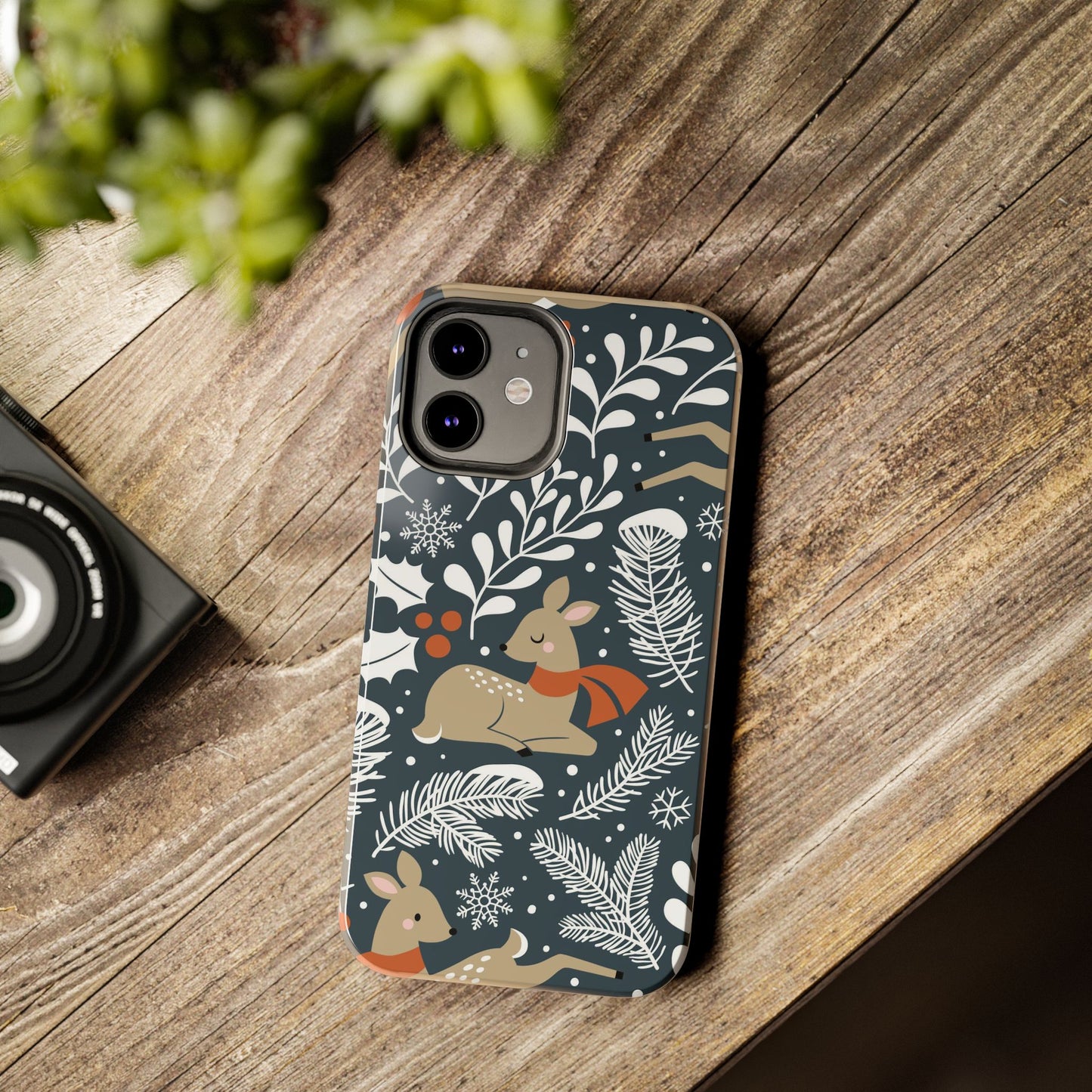 Seamless pattern with cute Christmas deer Tough Phone Cases