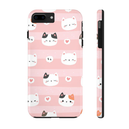 Seamless pattern with cute cats head cartoon Tough Phone Cases iPhone 7 Plus, iPhone 8 Plus