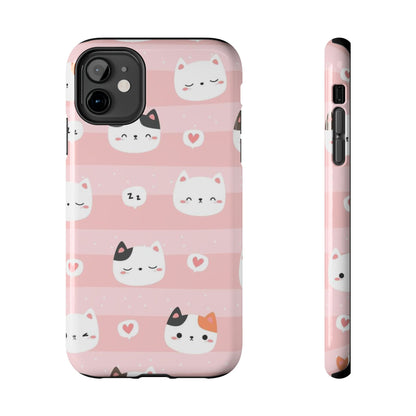 Seamless pattern with cute cats head cartoon Tough Phone Cases iPhone 11