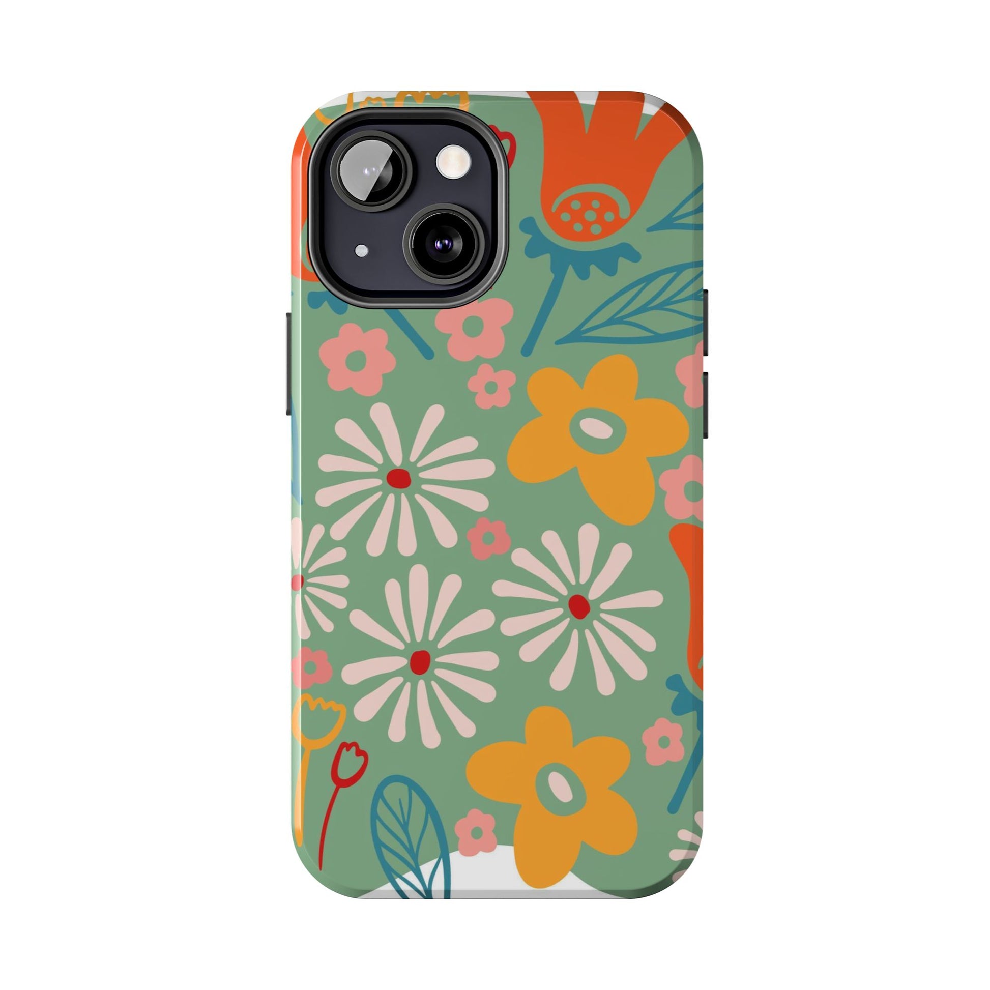 flowers in trendy retro Tough Phone Cases