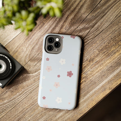 seamless cute lovely pink and white cherry blossom Tough Phone Cases