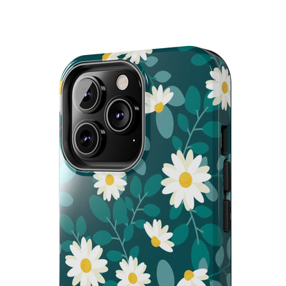 cute white daisy flower flat style seamless pattern Tough Phone Cases