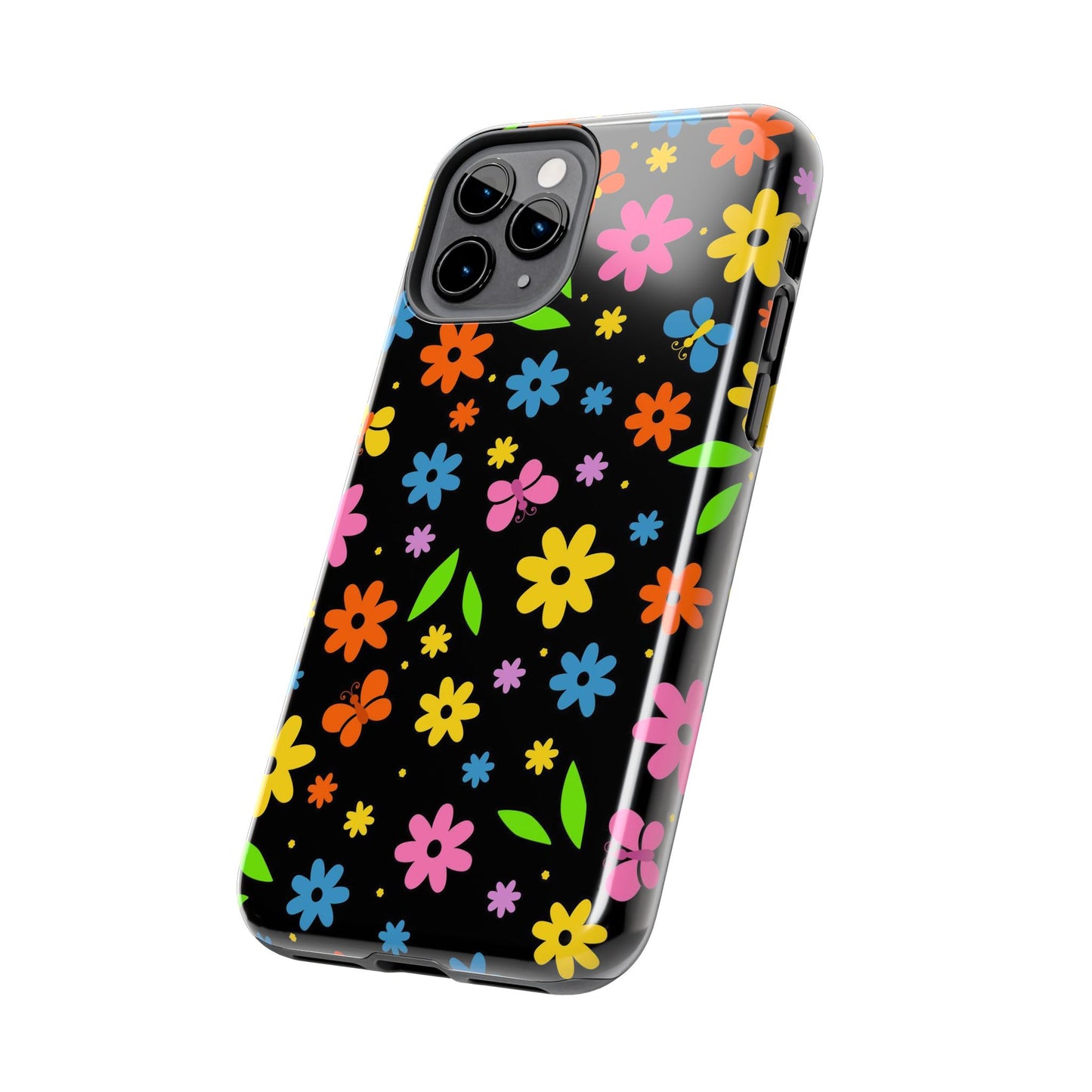 Cute pattern with simple flowers and butterflies. Tough Phone Cases