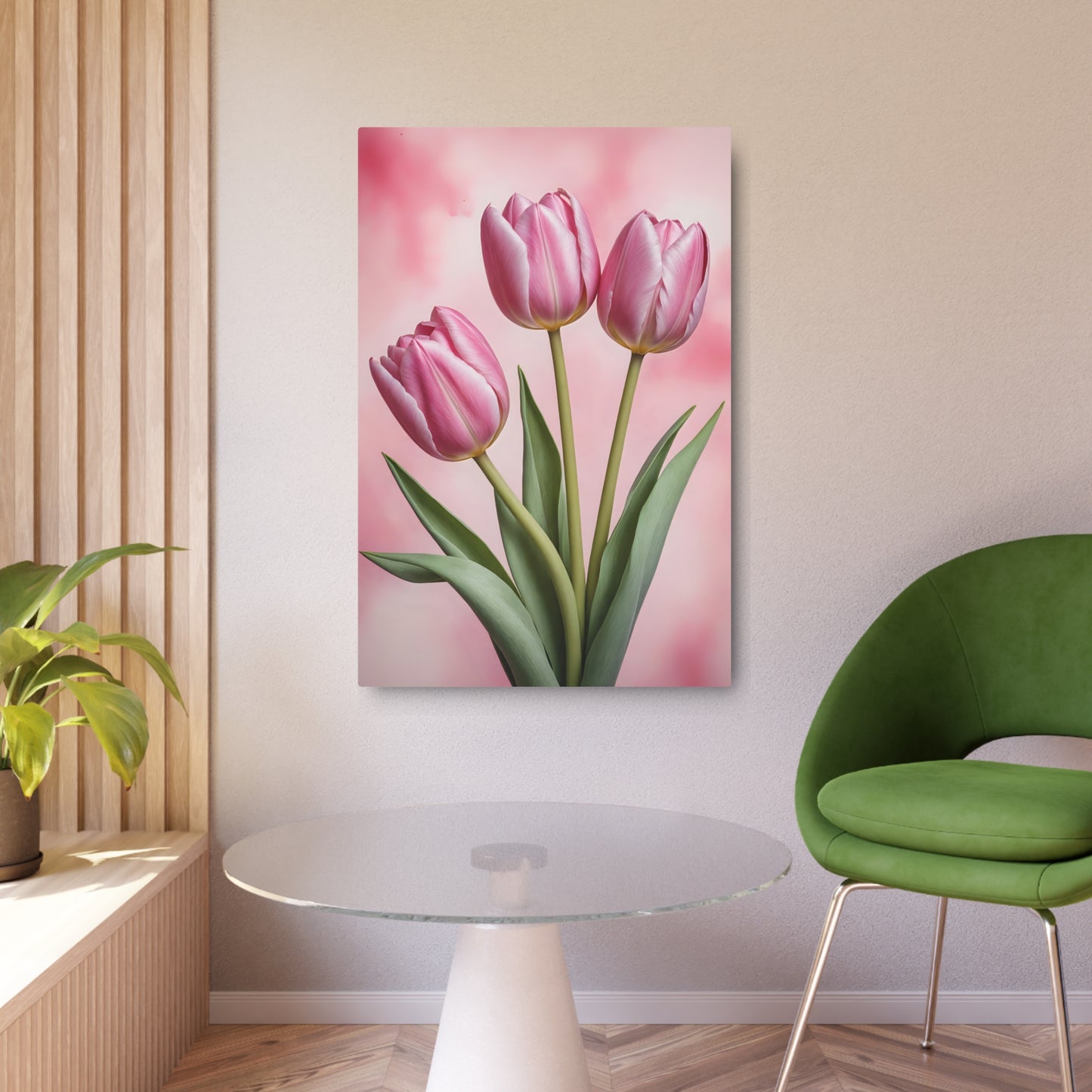 Pink tulips Metal Art Sign