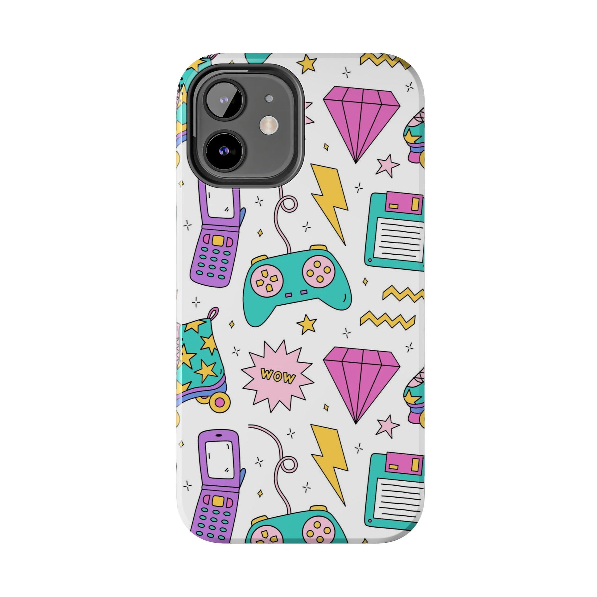 Bright seamless pattern with items from the nineties Tough Phone Cases