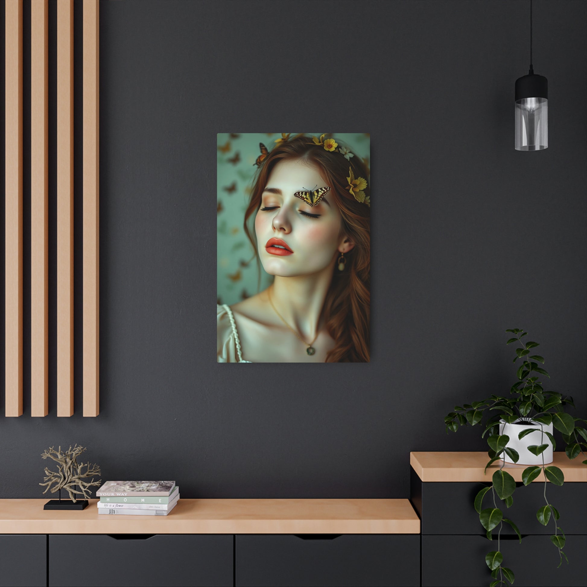 Enchanting Metal Wall Art: Butterfly Goddess Portrait for Dreamy Decor