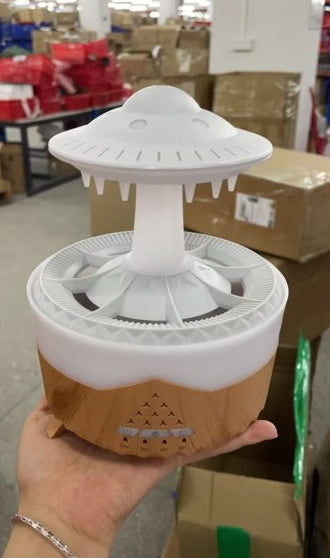 New UFO Raindrop Humidifier Water Drop Air Humidifier USB Aromatherapy Essential Oils Aroma Air Diffuser Household Mist Maker Home Decor Wood grain