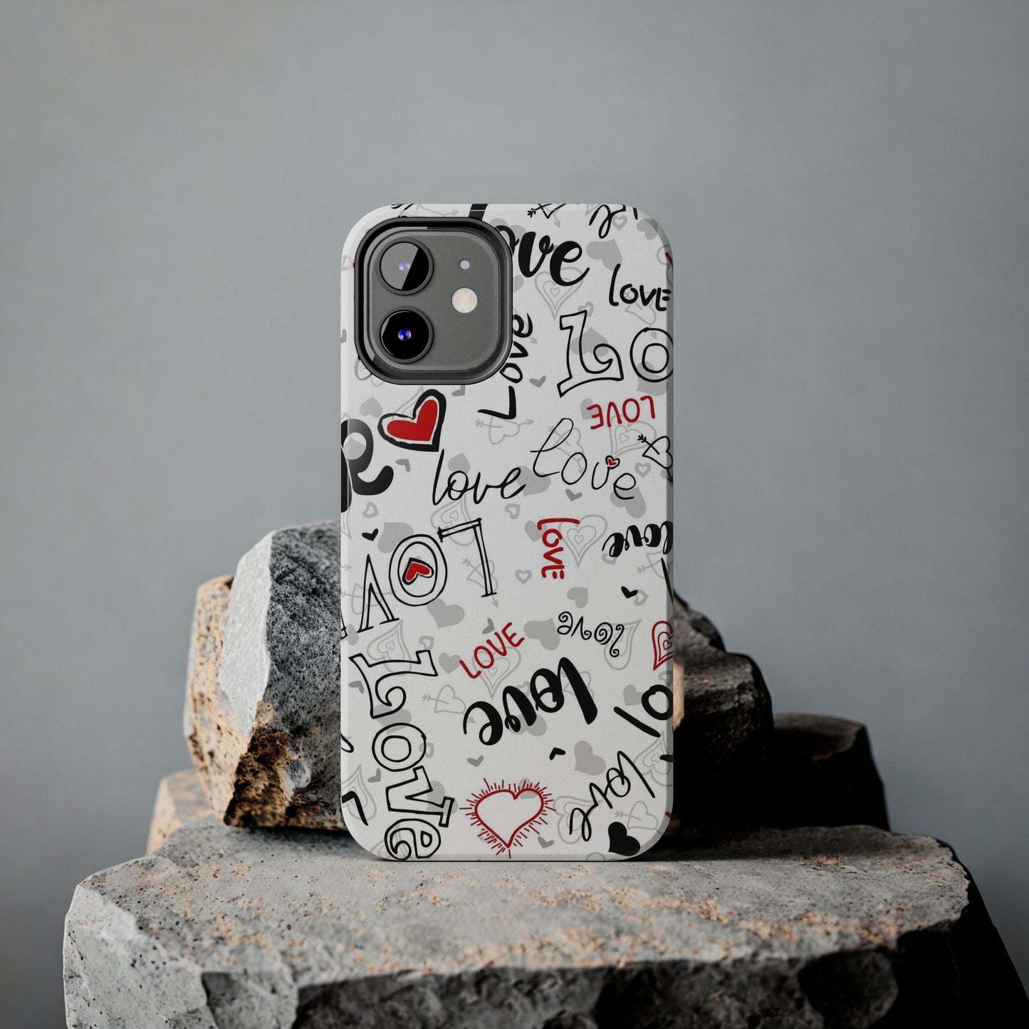 hearts with the words love Tough Phone Cases