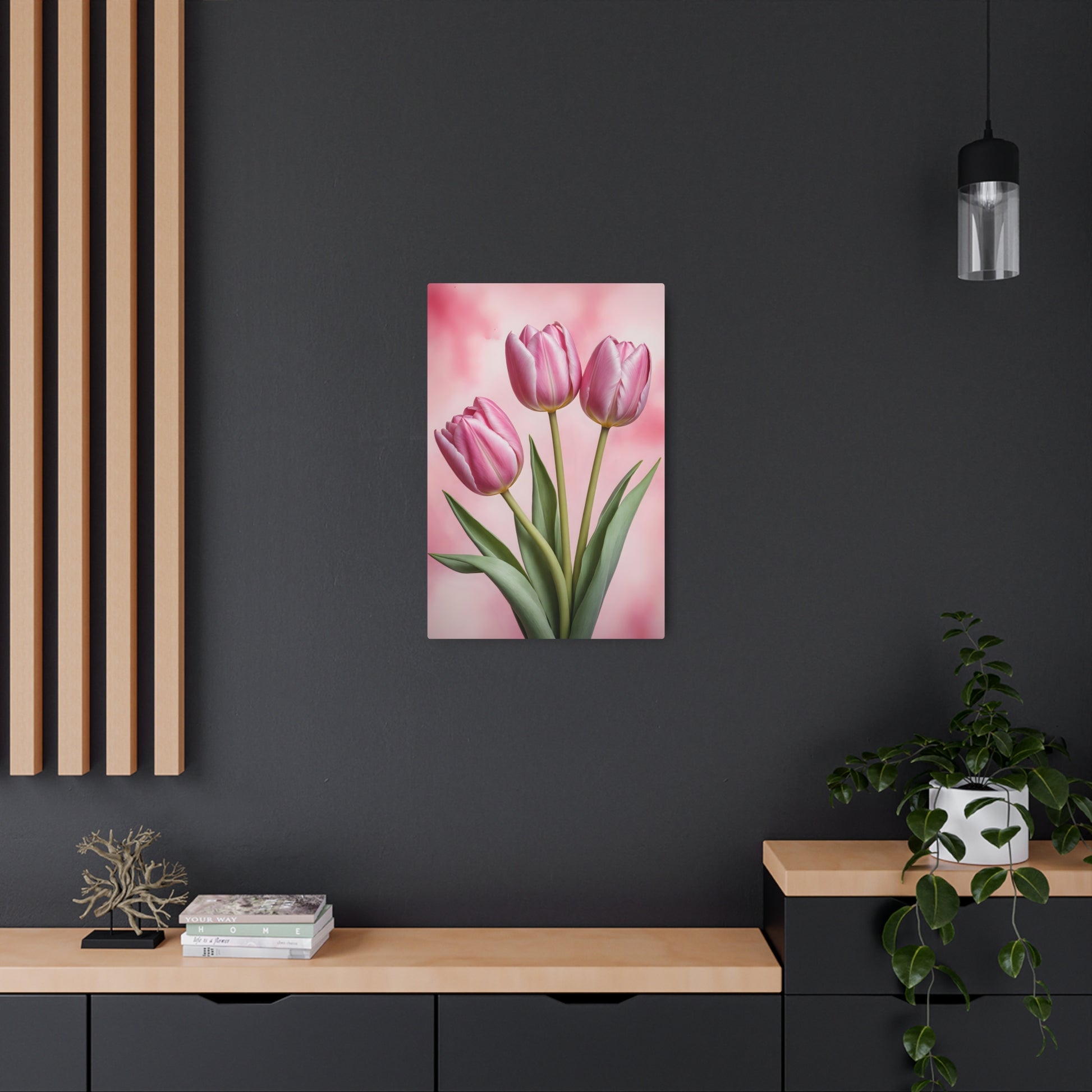 Pink tulips Metal Art Sign