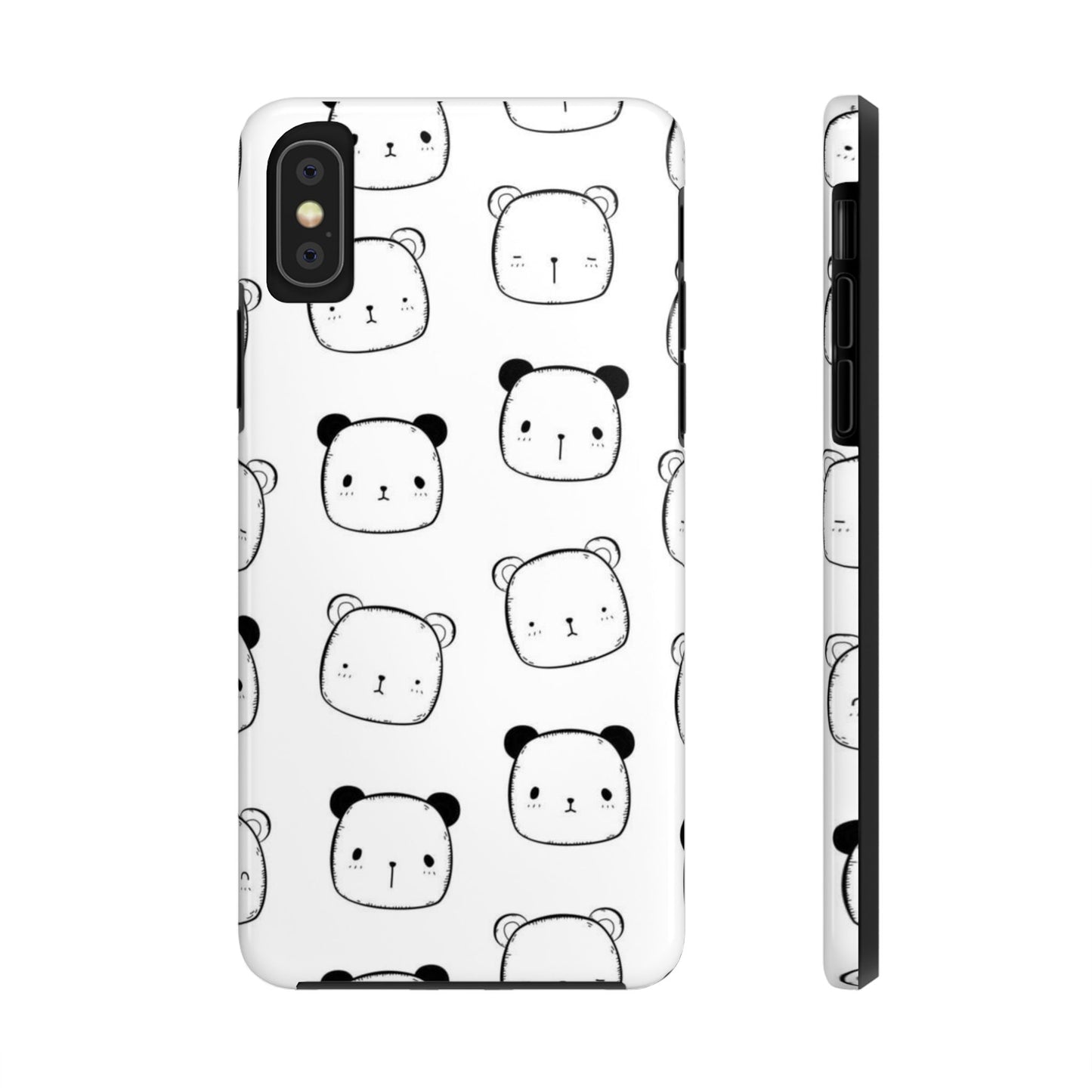 Seamless pattern with cute white and black bear Tough Phone Cases iPhone X