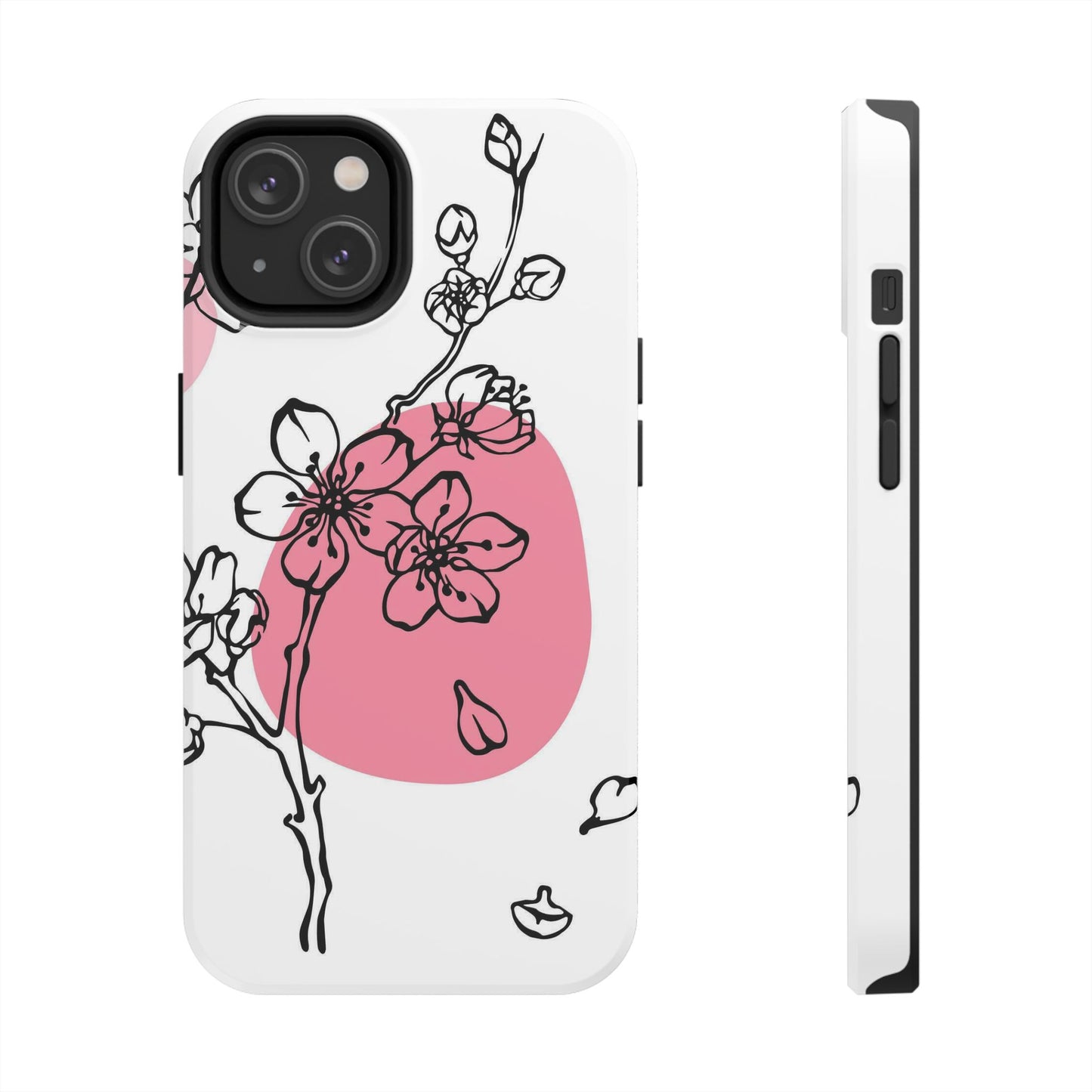 Spring blossom monochrome line art floral Tough Phone Cases iPhone 14