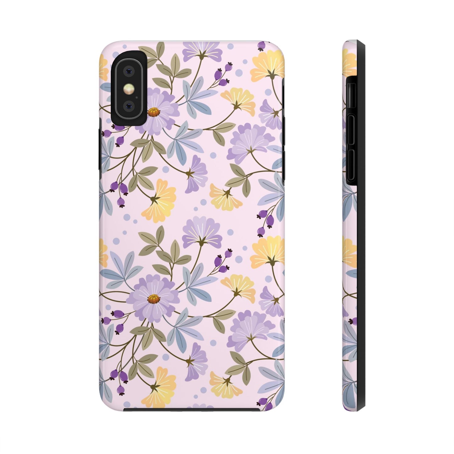 Blooming yellow and purple flowers Tough Phone Cases iPhone XS