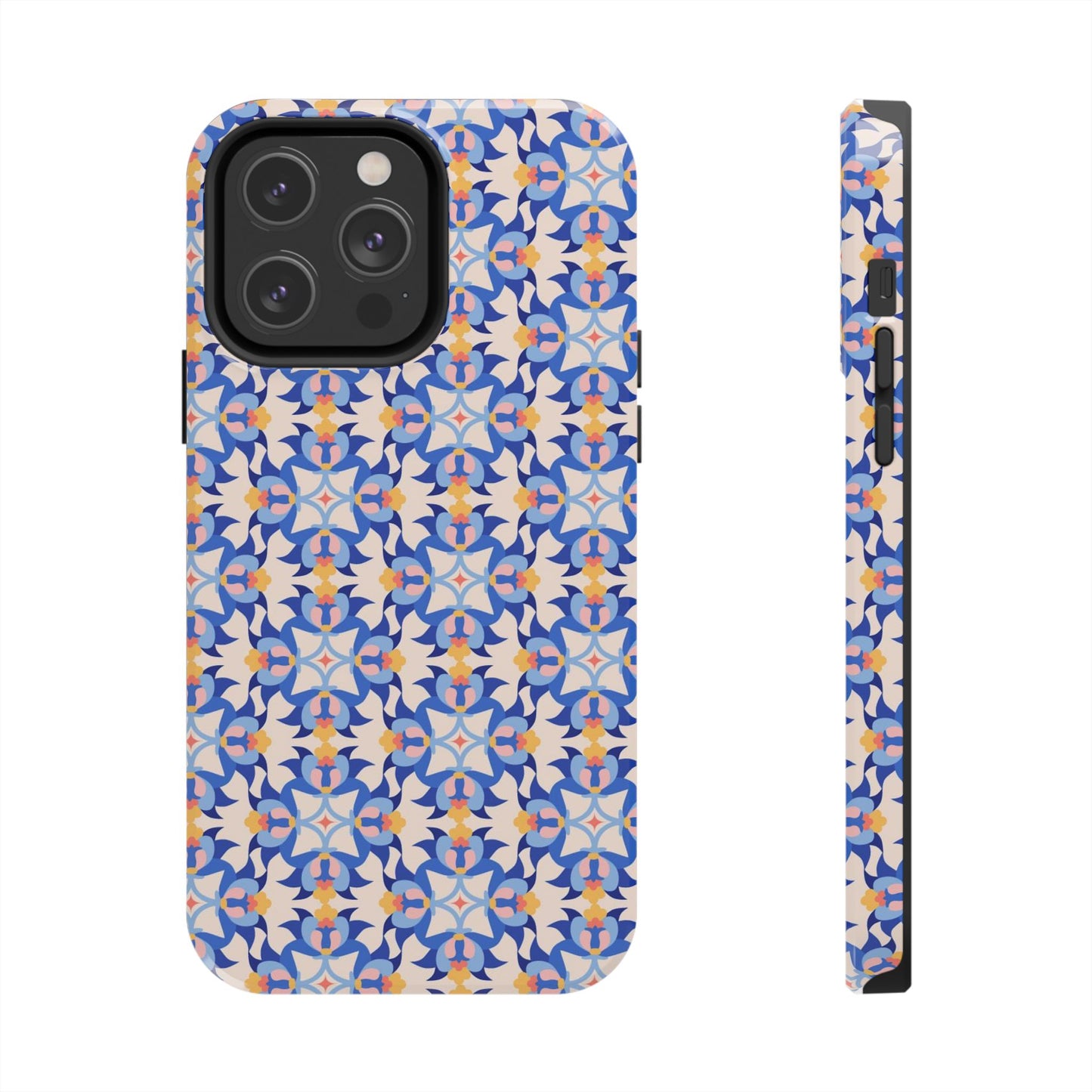 Floral Tile Pattern Tough Phone Cases iPhone 14 Pro Max