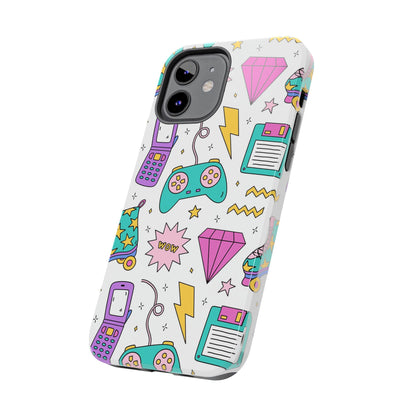 Bright seamless pattern with items from the nineties Tough Phone Cases