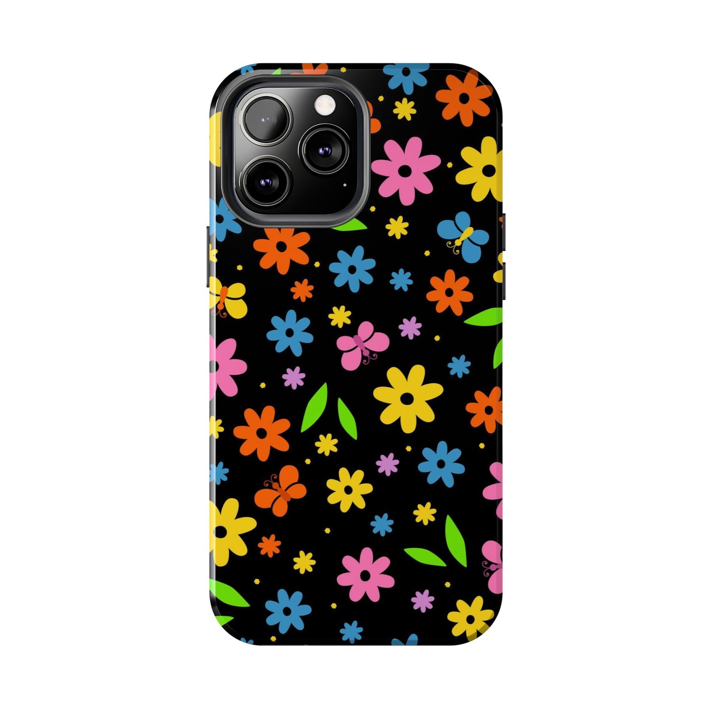 Cute pattern with simple flowers and butterflies. Tough Phone Cases