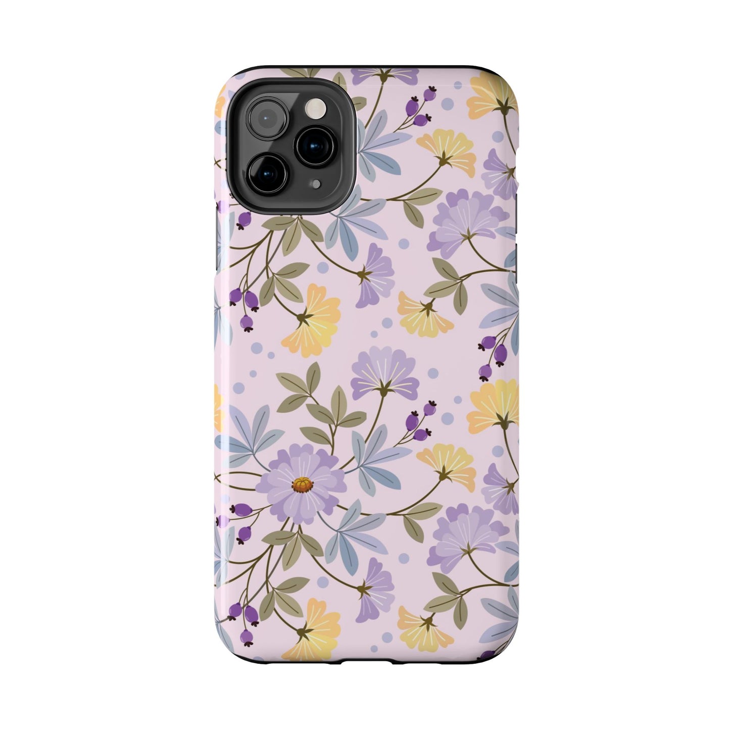 Blooming yellow and purple flowers Tough Phone Cases