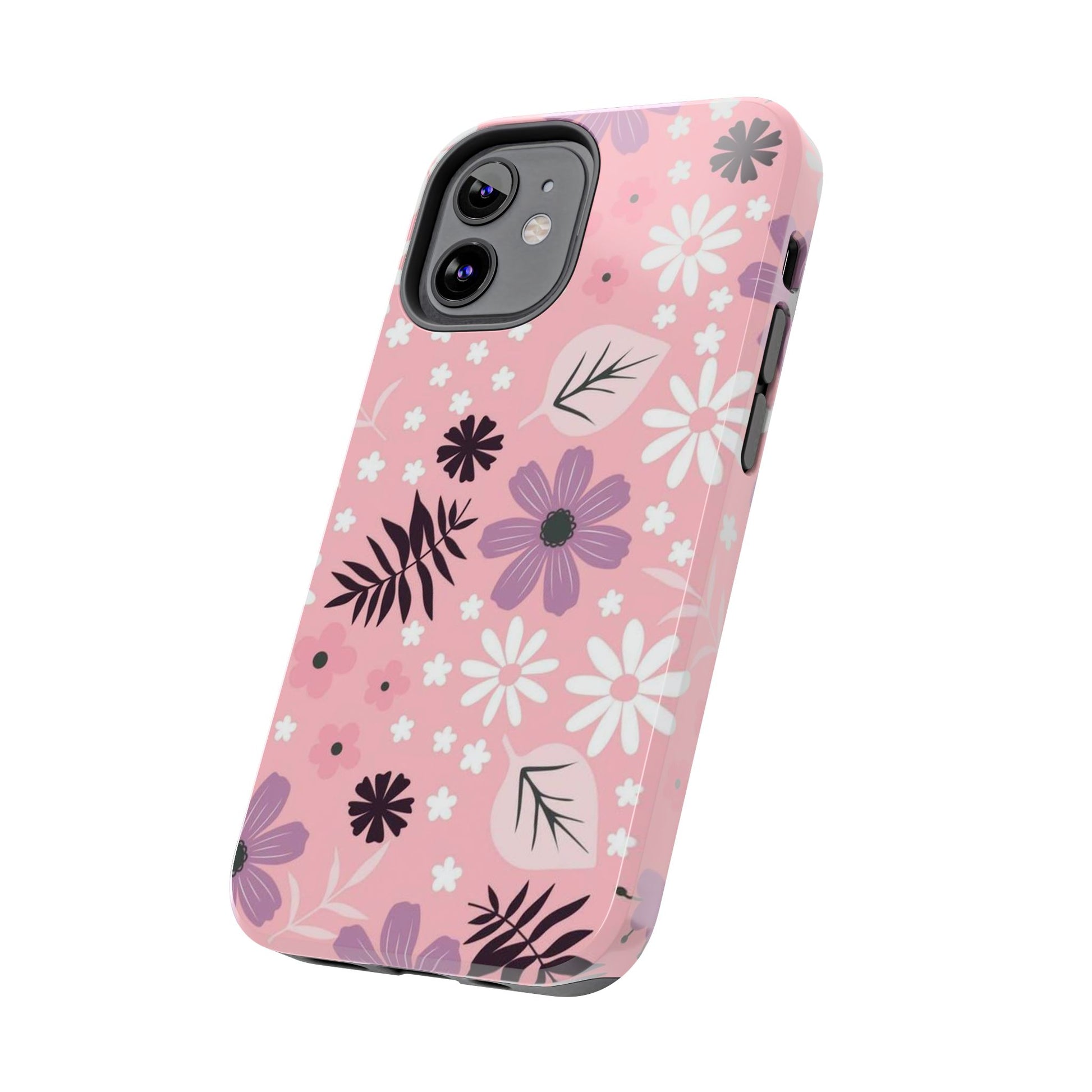 Seamless pink flourish pattern with field flowers tough phone case