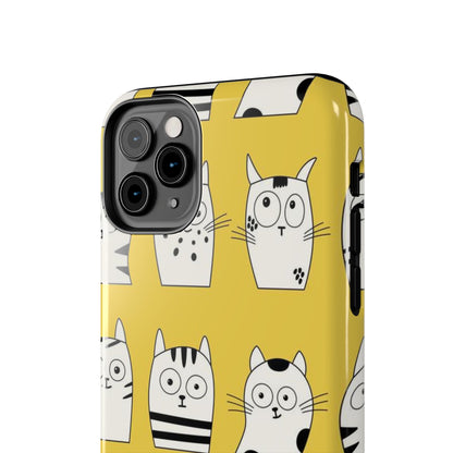 Doodle Seamless Pattern with Cute Cats Tough Phone Cases