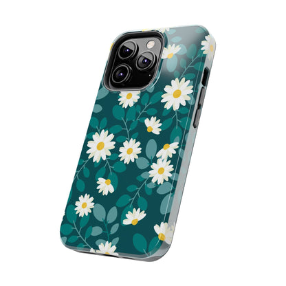 cute white daisy flower flat style seamless pattern Tough Phone Cases