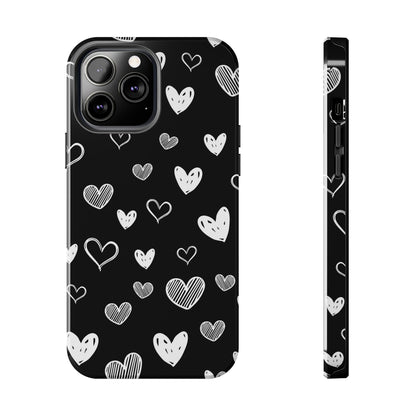 Heart doodles seamless pattern Tough Phone Cases iPhone 13 Pro Max