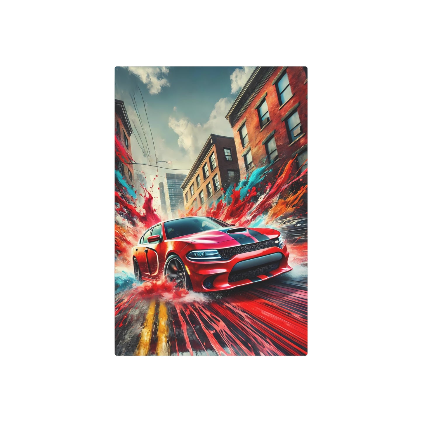 Urban Velocity: The Red Fury Metal Art Sign