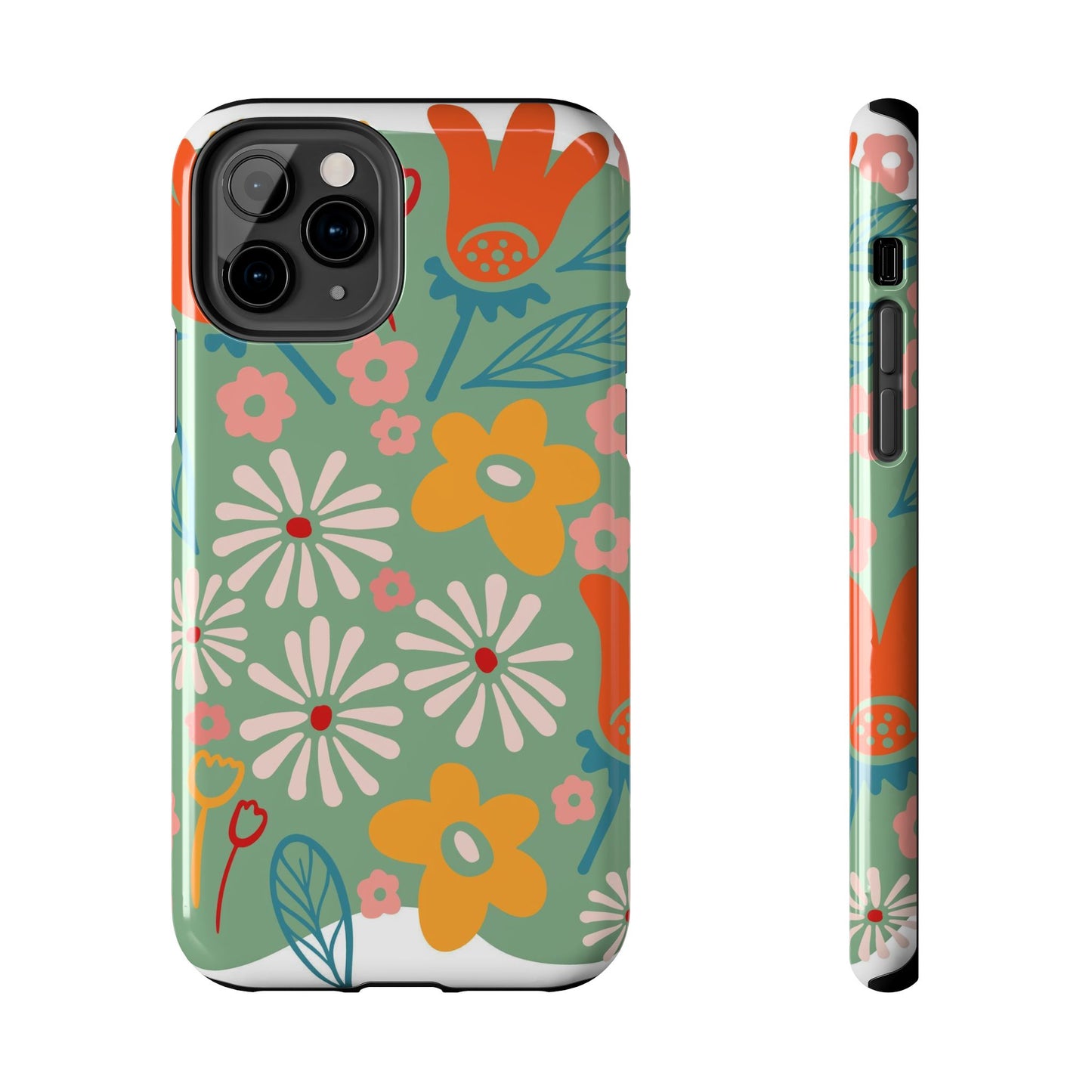 flowers in trendy retro Tough Phone Cases iPhone 11 Pro