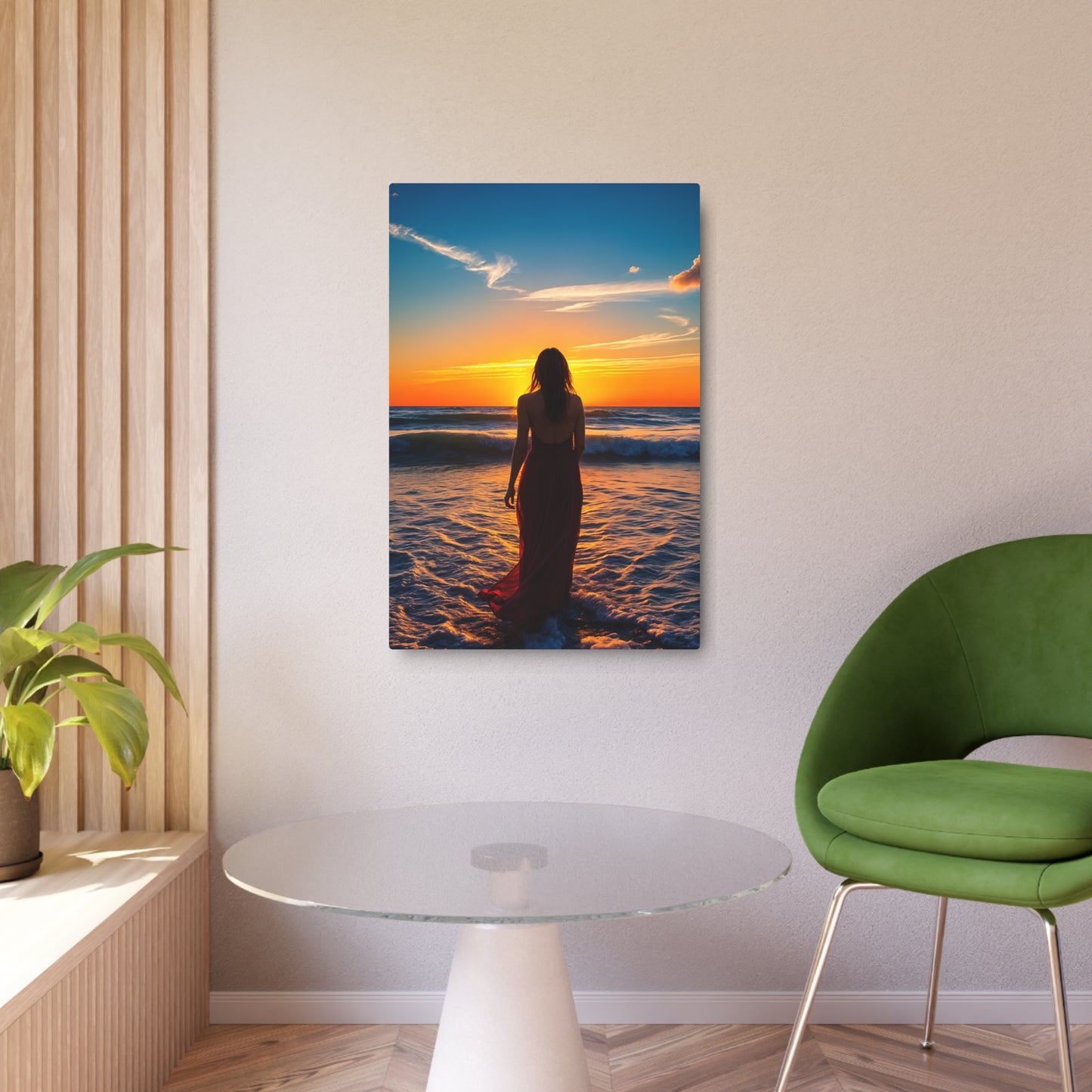 Stunning Sunset Beach Photography: Reflecting Beauty and Serenity Metal Art Sign