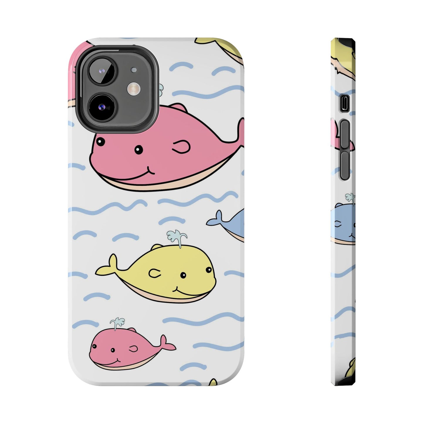 Seamless cute multicolored whale cartoon pattern Tough Phone Cases iPhone 12