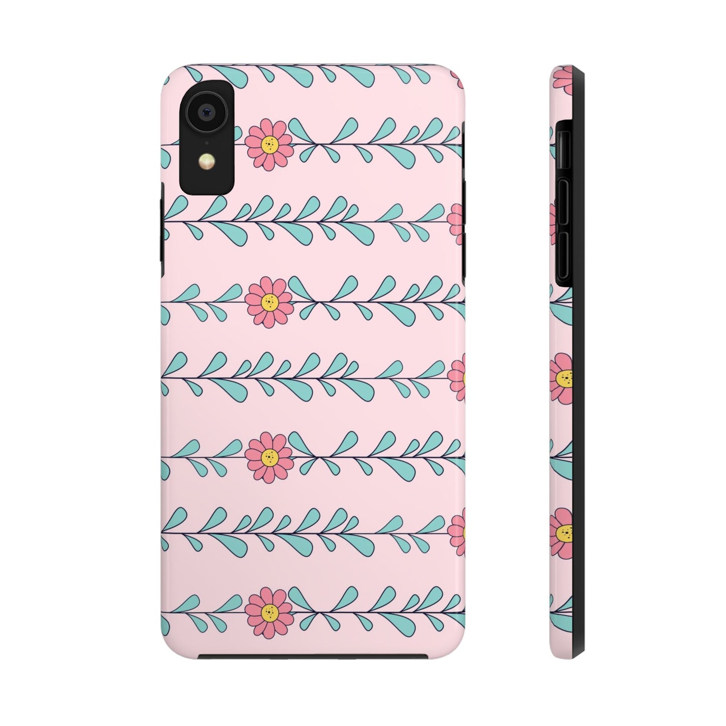 Seamless pattern pink flowers leaves Tough Phone Cases iPhone XR