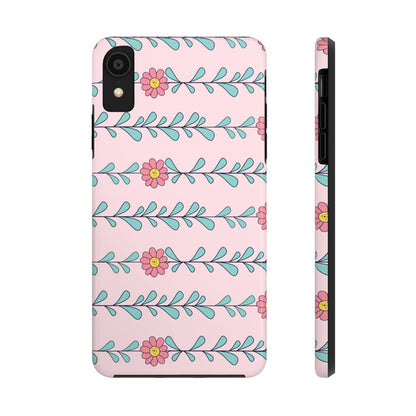 Seamless pattern pink flowers leaves Tough Phone Cases iPhone XR