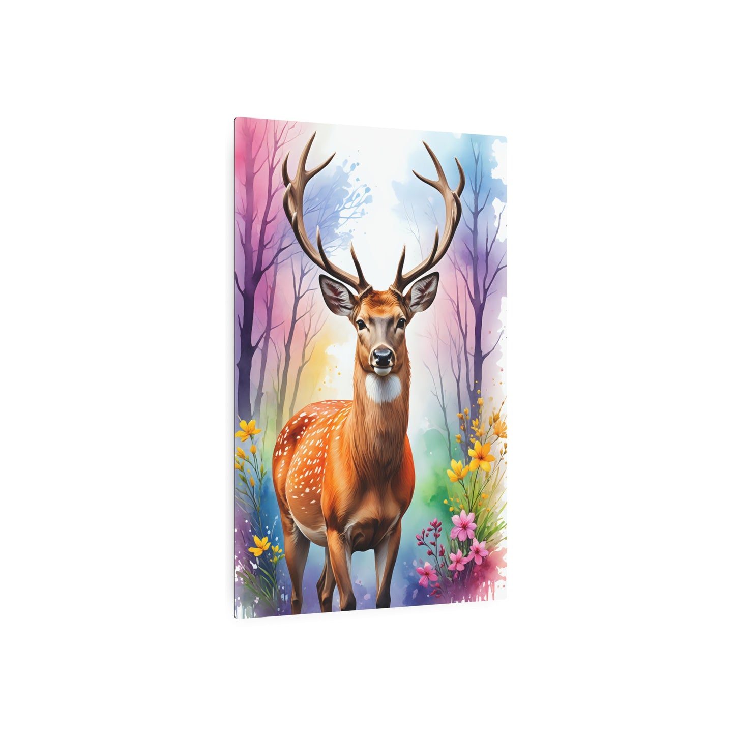 Majestic Deer in Springtime Splendo Metal Art Sign