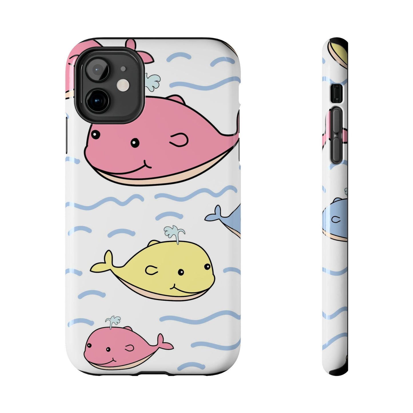 Seamless cute multicolored whale cartoon pattern Tough Phone Cases iPhone 11