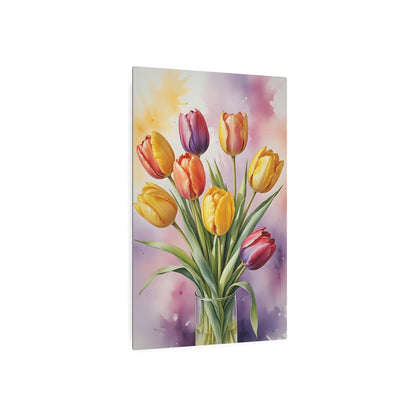 Vibrant Bloom: A Symphony of Tulips Metal Art Sign