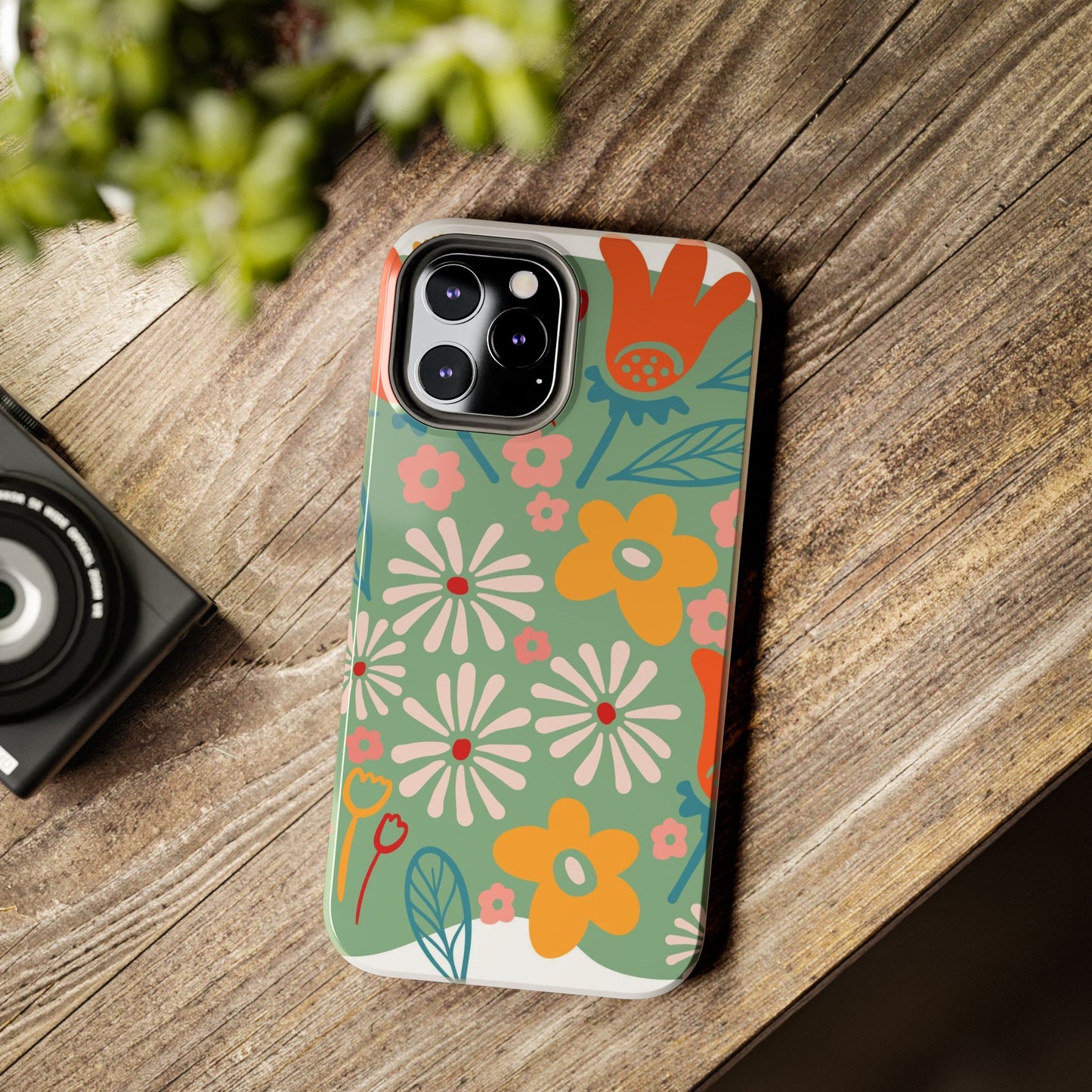 flowers in trendy retro Tough Phone Cases