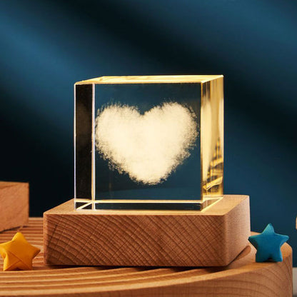 3D Transparent Crystal Cube Desktop Decoration Small Night Lamp Bedroom Home Decor For Kids Party Children Birthday Gifts Warm Light Love