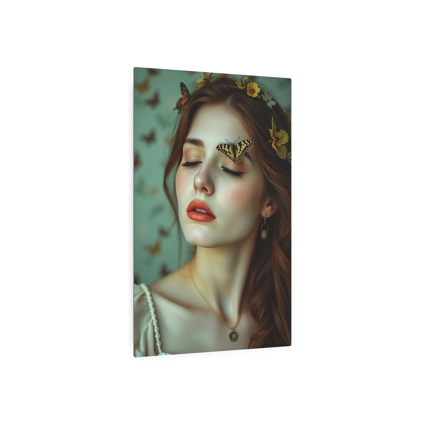 Enchanting Metal Wall Art: Butterfly Goddess Portrait for Dreamy Decor