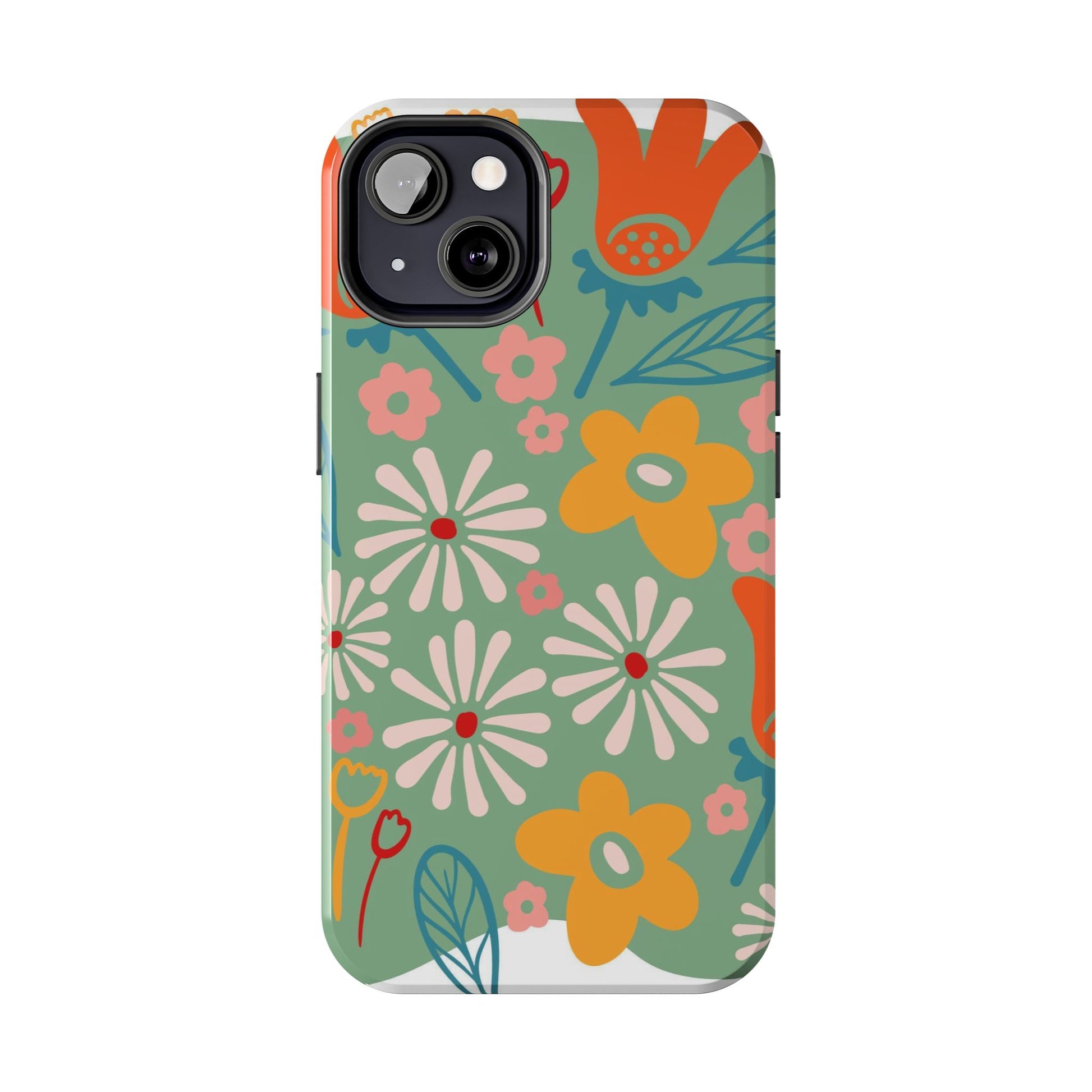 flowers in trendy retro Tough Phone Cases