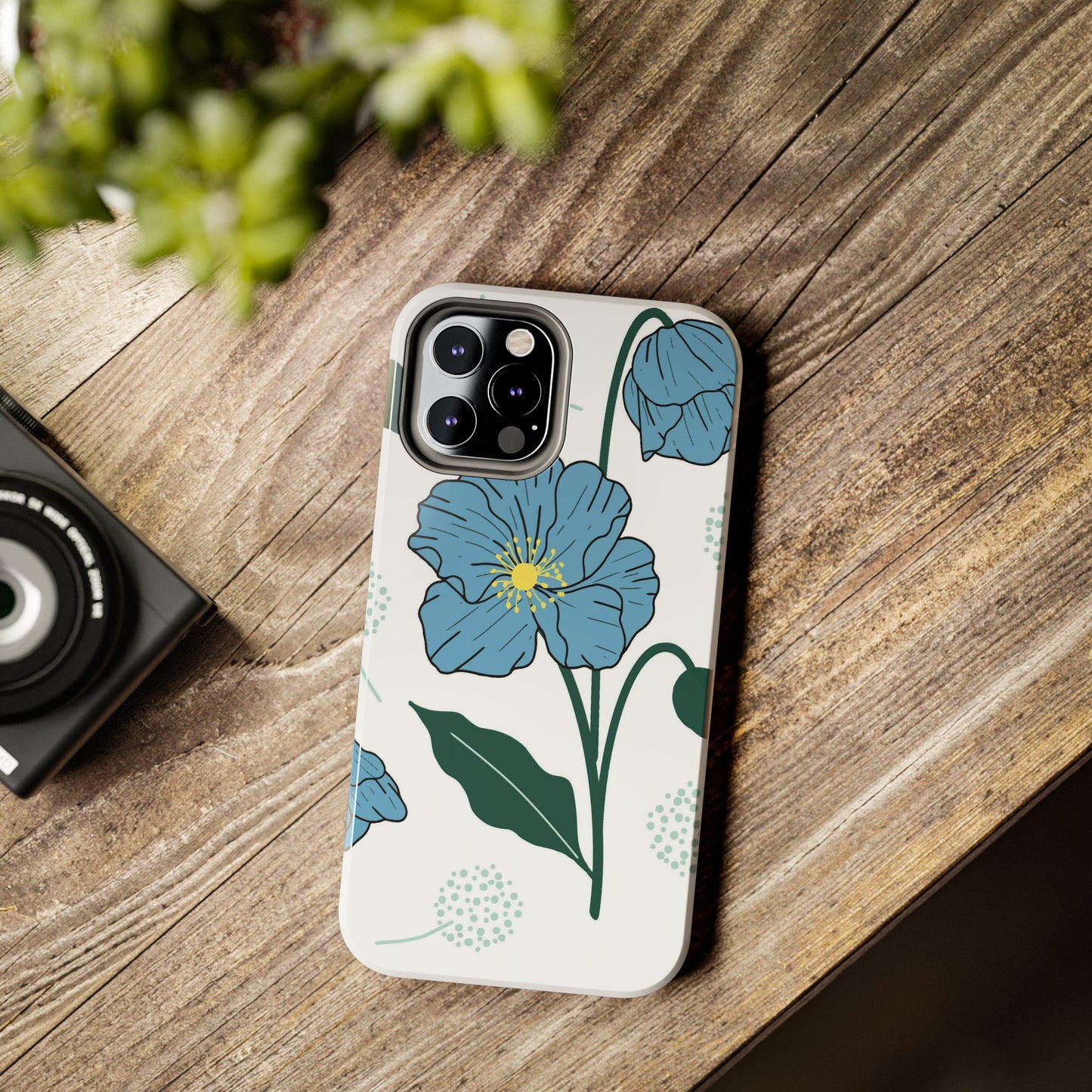 Hand drawn Blue Flower abstract Tough Phone Cases