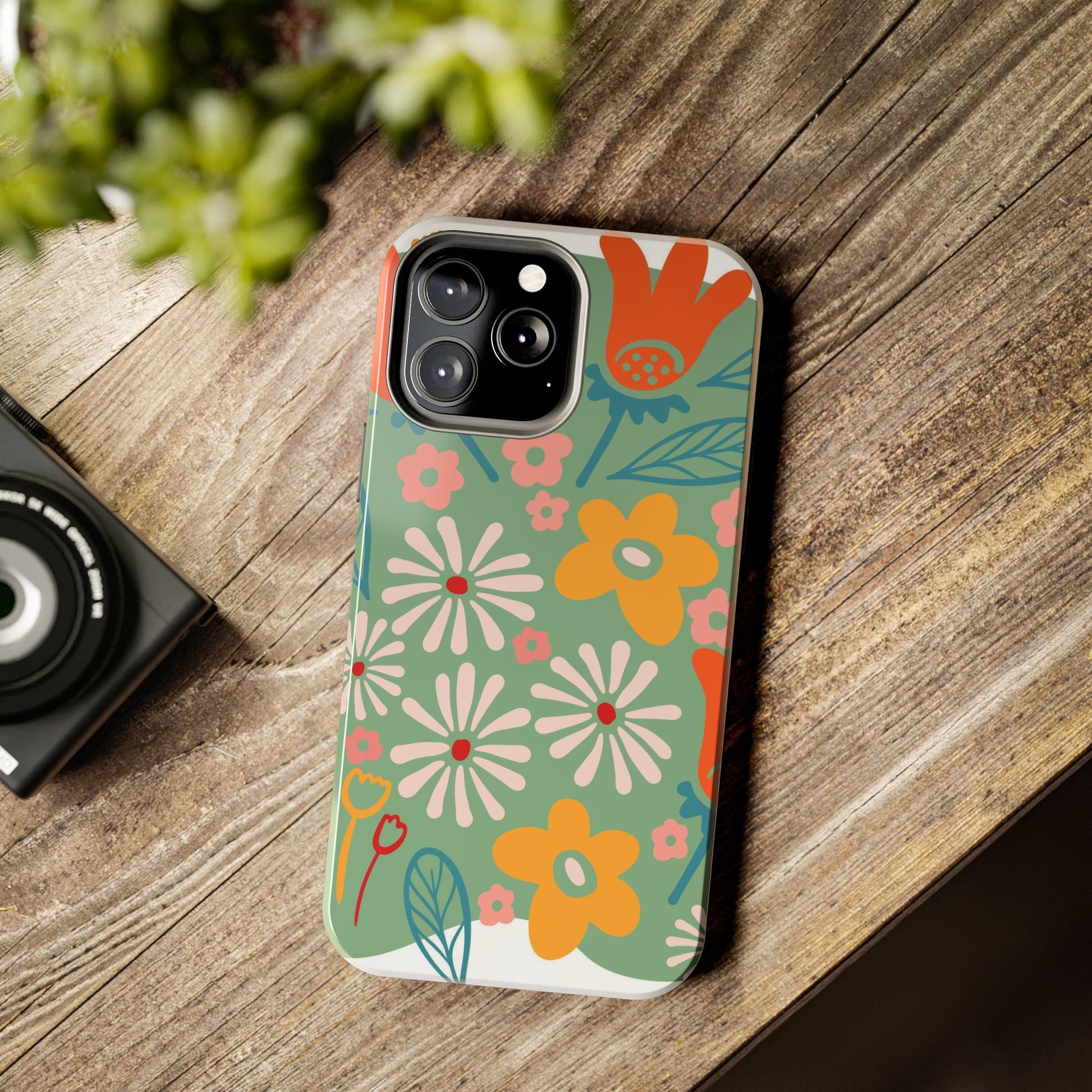 flowers in trendy retro Tough Phone Cases