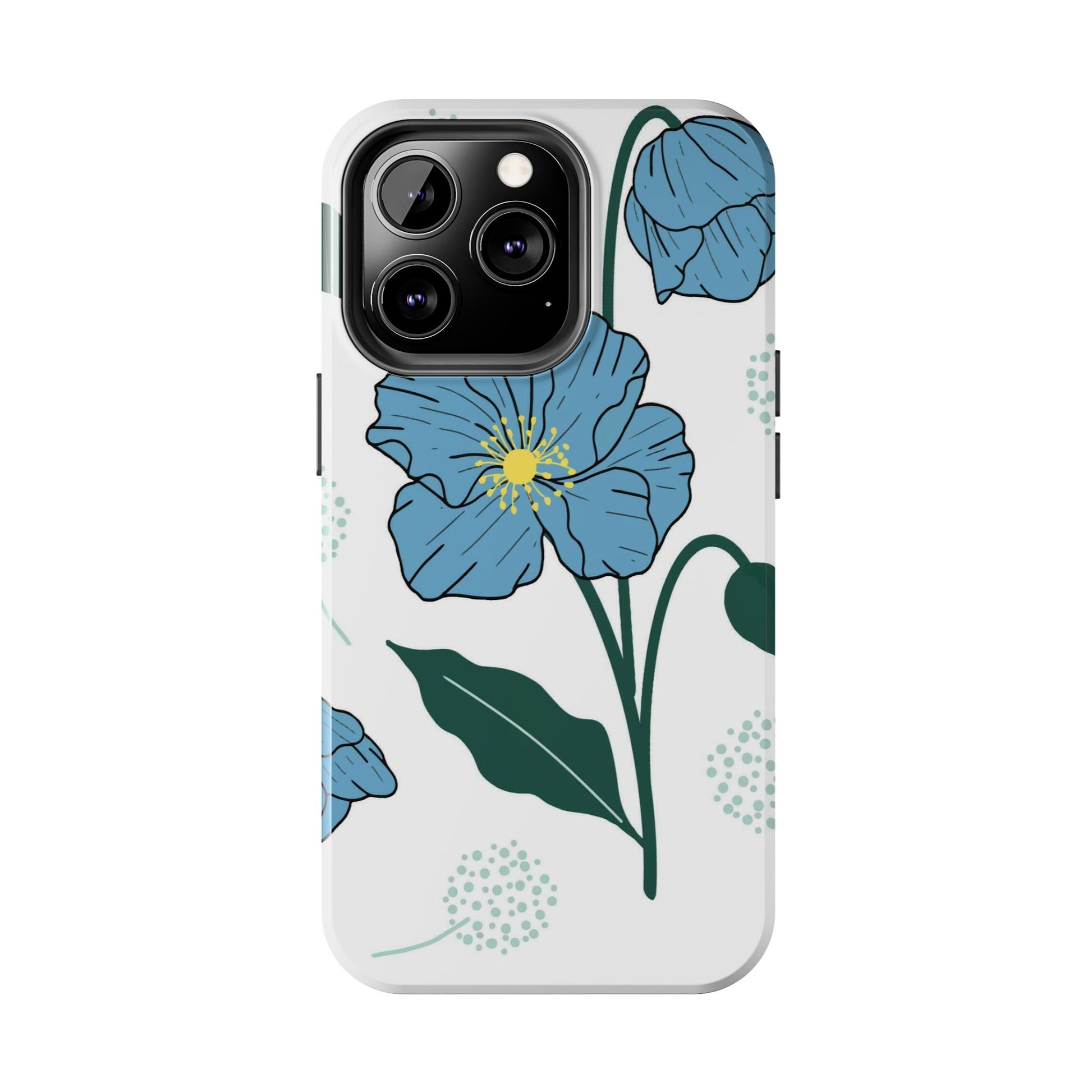 Hand drawn Blue Flower abstract Tough Phone Cases