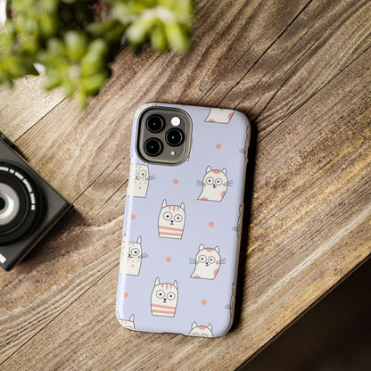 Doodle Seamless Pattern with Cute Cats Tough Phone Cases