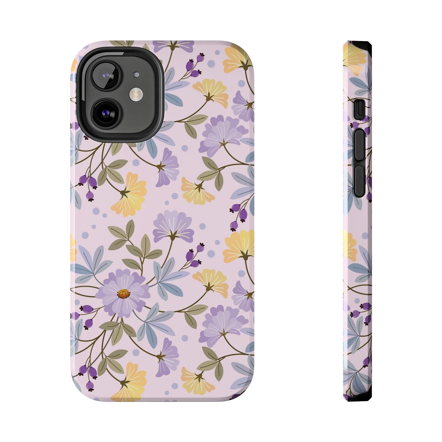 Blooming yellow and purple flowers Tough Phone Cases iPhone 12 Mini