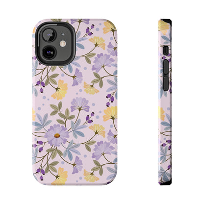 Blooming yellow and purple flowers Tough Phone Cases iPhone 12 Mini