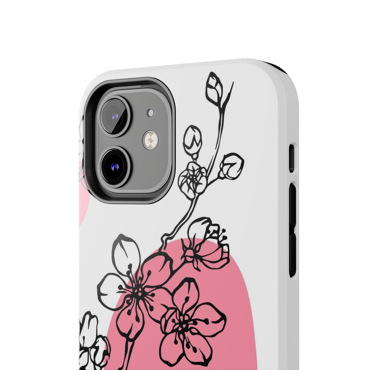 Spring blossom monochrome line art floral Tough Phone Cases