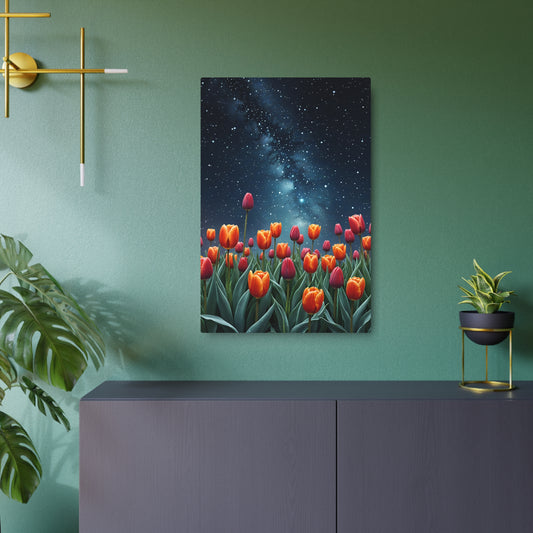 Tulips Under the Milky Way Metal Art Sign 20″ x 30″ (Vertical) 0.12''