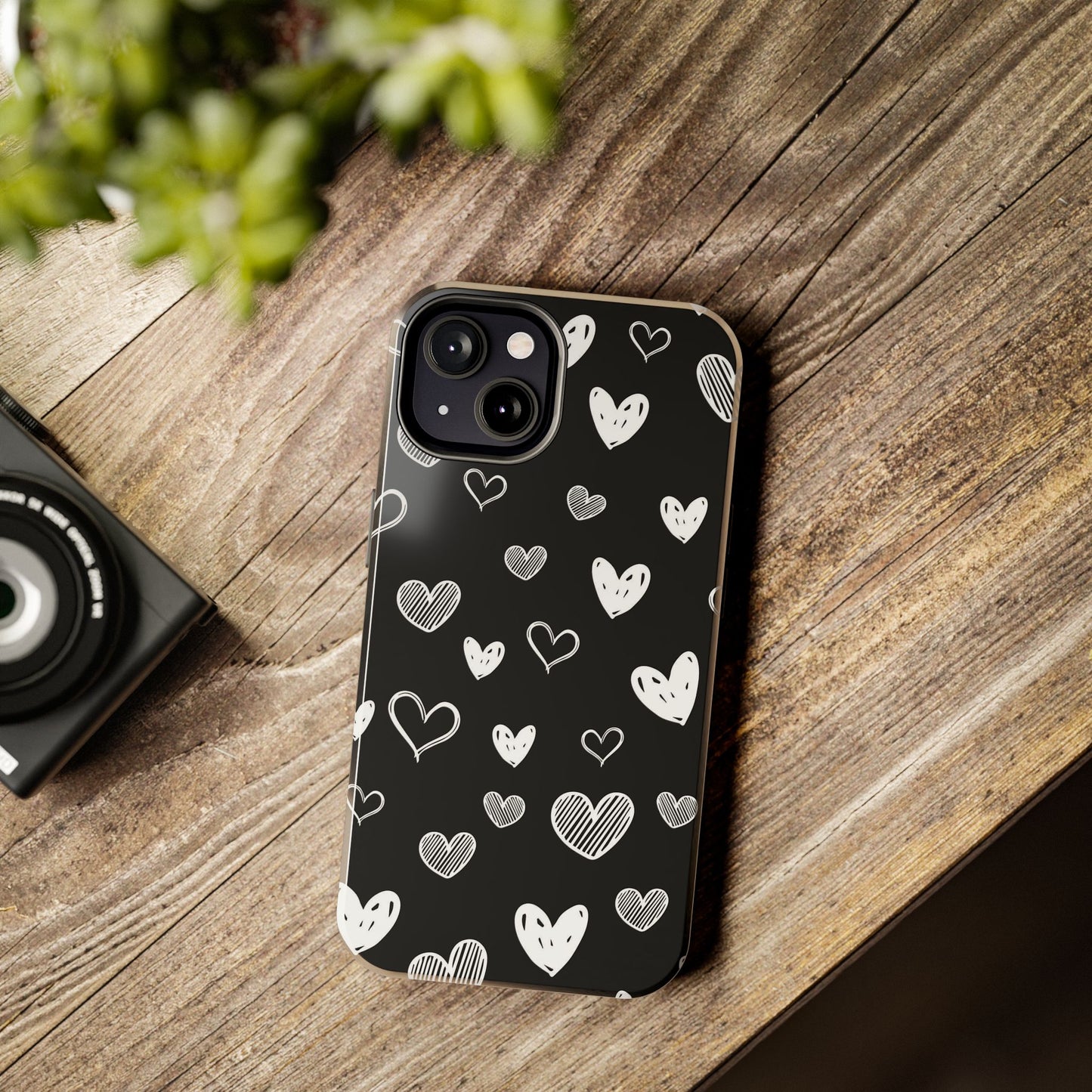 Heart doodles seamless pattern Tough Phone Cases