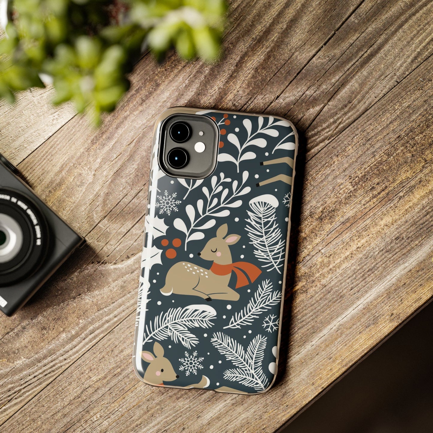 Seamless pattern with cute Christmas deer Tough Phone Cases