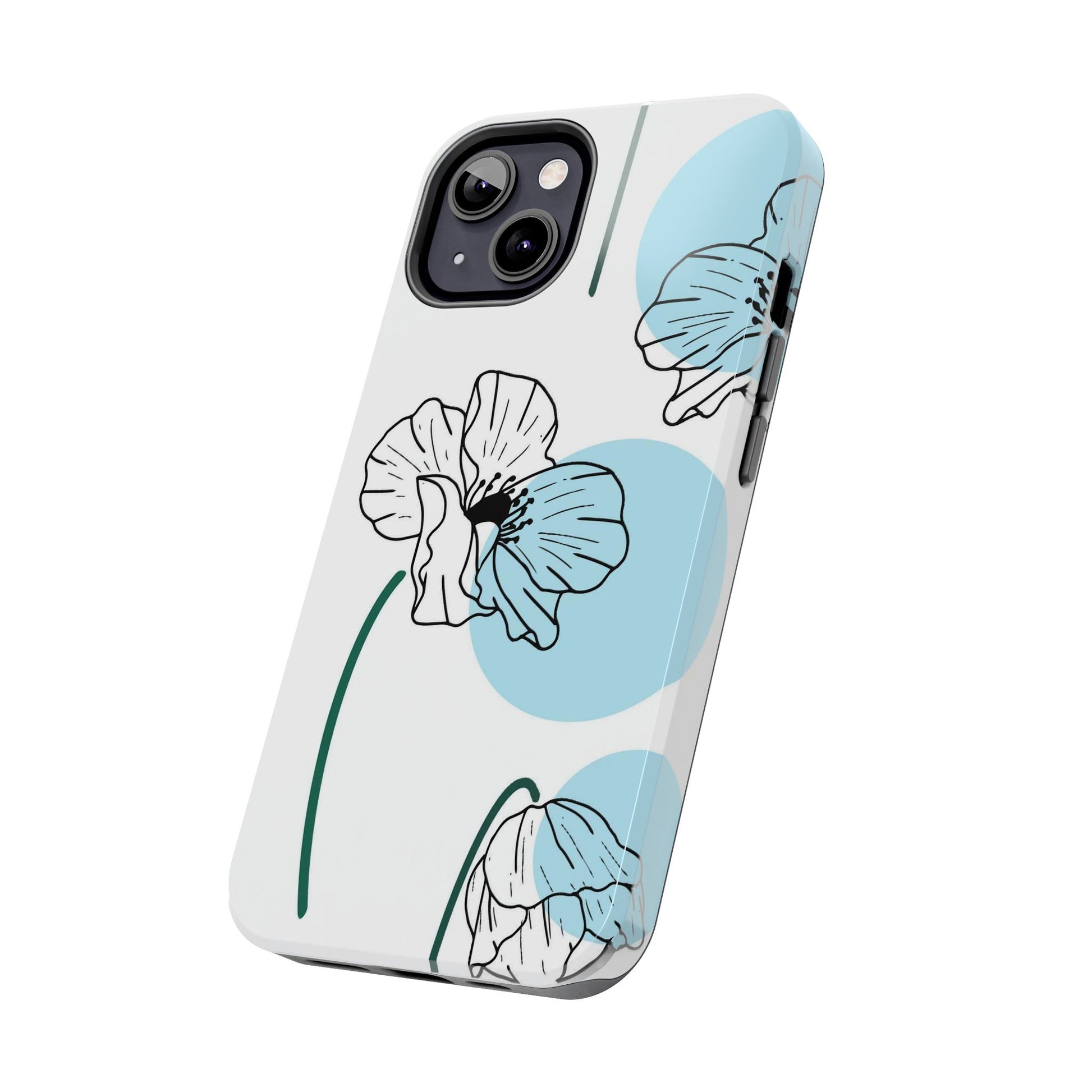 Hand drawn Blue Flower abstract Tough Phone Cases