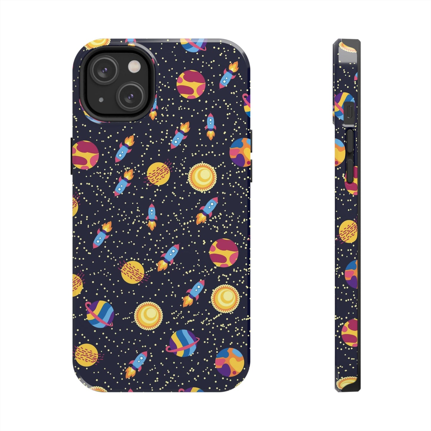 Seamless space pattern. Planets, rockets Tough Phone Cases iPhone 14 Plus