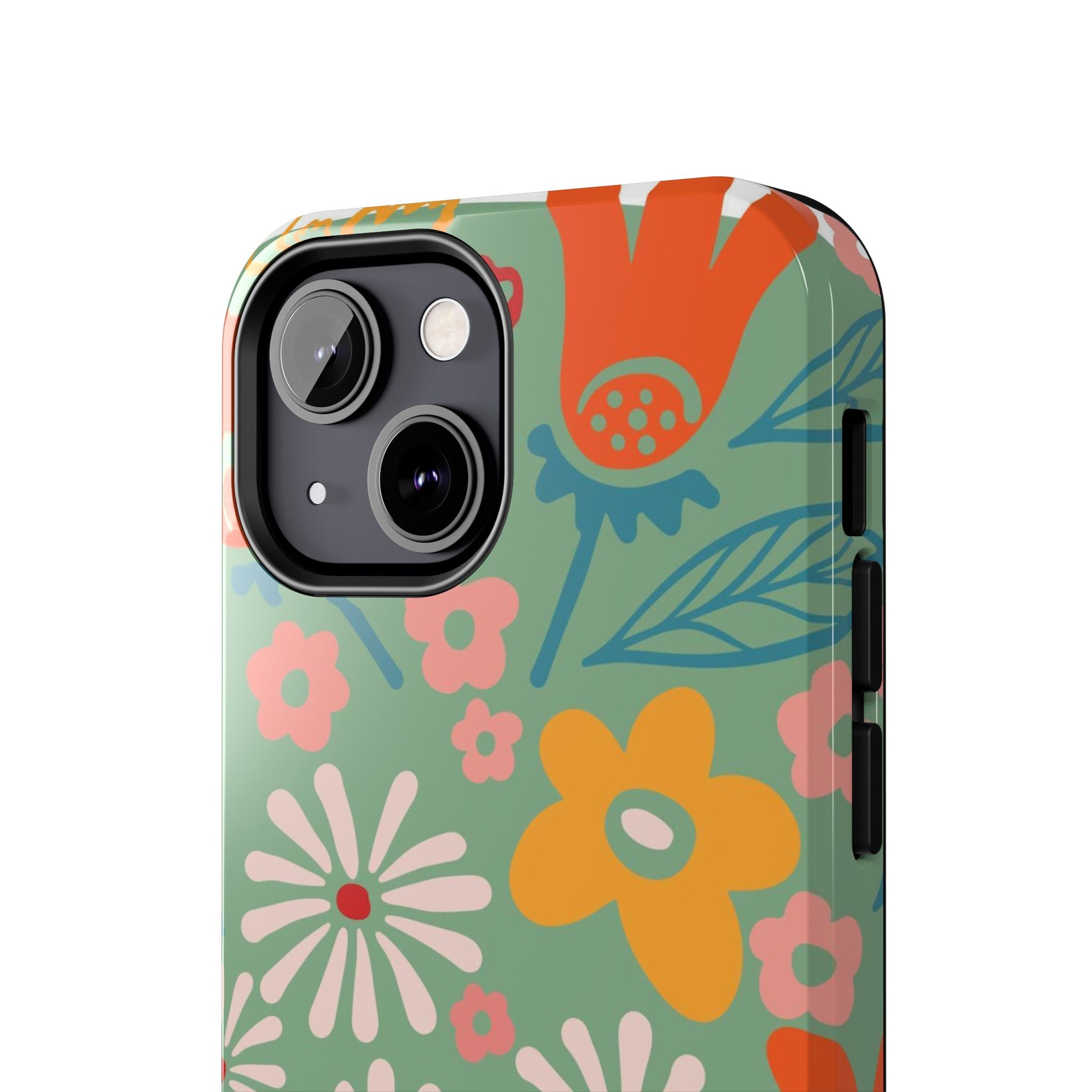 flowers in trendy retro Tough Phone Cases